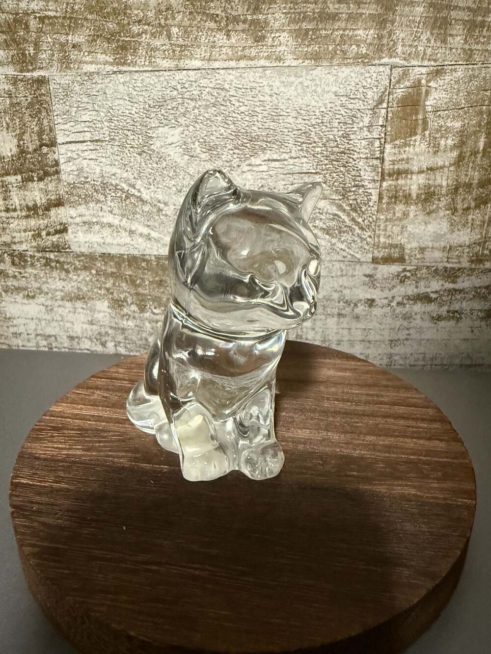 VTG Princess House Glass Cat Crystal Kitten Sitting Paperweight Pets Figurine